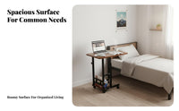 Portable with Wheels Adjustable Overbed Desk Minimalist Design Home Furniture Space-Saving Mobile Workstation Multi-Functional for Students, Telecommuting Workers, Seniors, Bedroom, Dorm Room, Small Areas