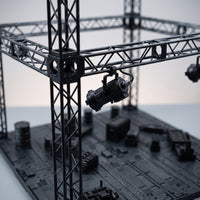 Industrial-Style Model Display Stage Standalone Display Stage with Frame Sturdy Backdrop Stand Modular for Hobbyists, Dioramas