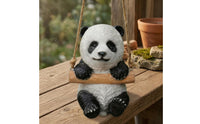 Animal Swing Ornament Jute Rope Hanging Animal Decor Swing Seat Decor Painted Cute Hanging Sculpture Outdoor Use for Yard