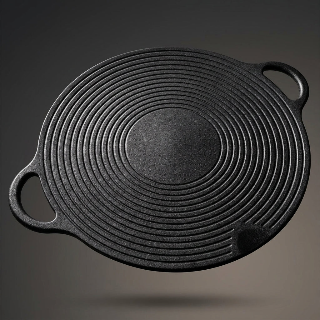 Frying Pan for Asian-style BARBECUE and Outdoor Cooking, Cast Iron Griddle Pan with Handles, Uncoated Grill for Camping Cookware