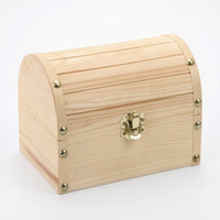Wooden Chest with Metal Hardware Compact Keepsake Box with Hinged Lid Decorative