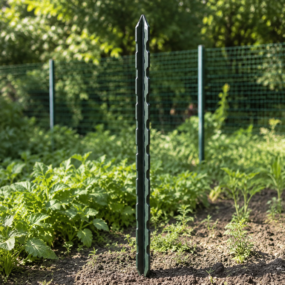 10 Pieces Y-Shaped Fence Posts, Dark Green Thickened Pasture Fence Posts Made of Steel, Galvanized Metal Posts for Chicken Coop and Vegetable Garden