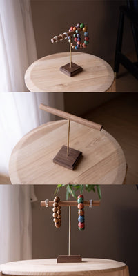 Walnut Wood Jewelry Stand Copper Wood Bracelet Display Necklace Rack
