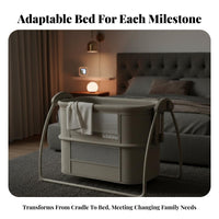 Foldable Design Electric Rocking Sleeper Multi-Functional Electric Rocking Bassinet Built-in Music and Soothing Ambient Sounds Infant Cradle Portable with Lockable Wheels for Newborns, Infants, New Parents, Co-Sleeping, Naptime, Bedroom, Living Room