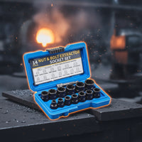 14 Pieces Chrome Vanadium Steel Nut and Bolt Extractor Set Spiral Grip Extractor Socket Set Rusted Fasteners Stripped Bolt Remover Storage Case