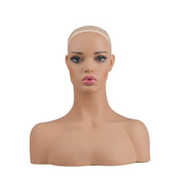 Mannequin Bust PVC Mannequin Head with Shoulders Female Display Head for Salons