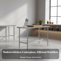 Easy to Clean Commercial Kitchen Prep Table Rust Resistant Stainless Steel Work Table Stable Structure Heavy Duty Food Prep Station for Restaurant Employees, Home Cooks, Workshop, Garage, Laundry Room, Outdoor