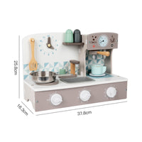 Realistic Details Toy Coffee Brewer Kitchen Multi-Function Wooden Play Cooktop Clicking Knobs Pretend Kitchen Appliance Set Educational for Children, Boys and Girls