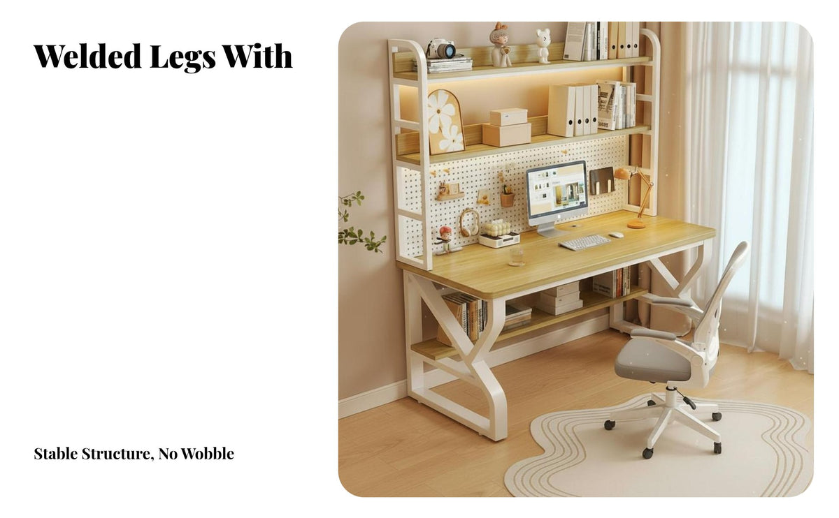 Study Desk Bookshelf Multi-Functional Storage Desk and Bookshelf Combo Multifunctional Home Design Office Workstation for Students, Bedroom, Dorm Room