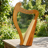 Natural Wood 19-String Lyre Harp Polished 19-String Lyre Vertical Stringed Instrument Compact for Beginners, Students, Music Practice, Home Display