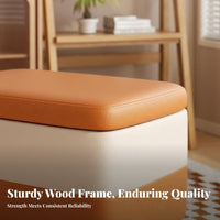 Multi-Functional Storage Ottoman sturdy Wood Legs Upholstered Storage Cube Comfortable Padded Top Household Furniture Space-Saving Design for Apartment Dwellers, Interior Designers, Entryway, Living Room, Bedroom, walk-through Closet