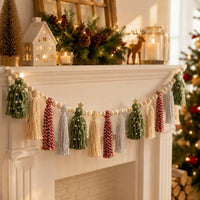 Tassel Garland Festive Banner with Wood Beads Wooden for Photo Backdrop, Nursery