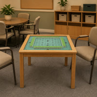 Printed Grid Mahjong Chess Table Square Mahjong Table Green Game Furniture Scratch-Resistant