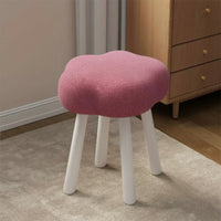 luxuriously soft Texture CumulusShaped Pouf Minimalist visual & aesthetic Round Boucle Pouf Modern Design Vanity Stool adaptable for Makeup fans, young women, Nail Technicians, Bedroom, changing area, Entryway, Office