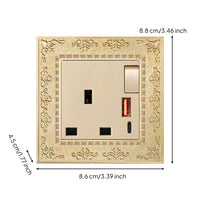 Vintage Wall Socket with USB Antique Finish Wall Outlet with USB Ports Decorative Decorator Receptacle Embossed for Bedroom, Hotel, Study
