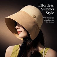 Wide Brim Bucket Hat for Women, Foldable Summer for Beach Travel, Adjustable Fishing Cap, Handwoven Protection