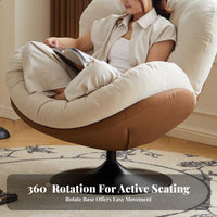Retro Design & Appearance rotate ovoid Chair Plush Cushioning Indoor Furniture Ergonomic Design accent Seating gentle texture for Readers, Interior Decorators, Homeowners, Living Room, Balcony, Lounge Area, perusing corner