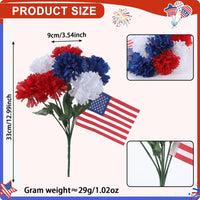 Long-Lasting Independence Day Centerpiece Reusable Patriotic Flower Arrangement American Flag Flower Bunch for Party, Tabletop