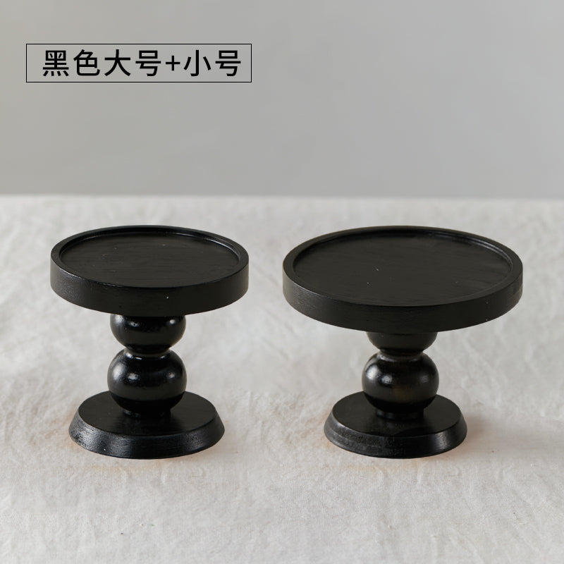 轻奢风宽口蜡烛榉木烛台摆件香薰烛台木质底座托盘装饰烛台底座