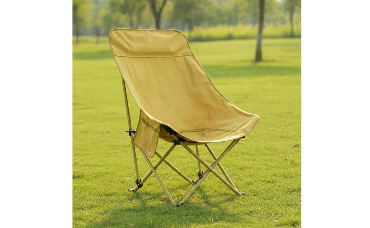 Foldable High Back Camping Chair Portable Moon Chair Comfortable Furniture Compact for Campers, Anglers, Picnics, Fishing, Backyard