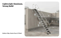 Aluminum Inclined Ladder Anti-Slip Steps Industrial Hole Inspection Ladder 300kg Load Capacity for Maintenance Factories, Warehouses, Basements