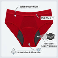 Period Pants for Women and Teenage Girls with Four Layer Protection, Reusable Underwear in Plus Sizes