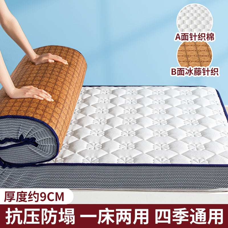 床垫学生宿舍单人90x190cm冬夏两用0.9X200住校专用1.2米乳胶垫子 立体灰色富贵花-约9CM【乳胶填充/A面床垫 B面凉席】 双人床尺寸：180x200cm±5cm【双面可用/抗压防塌】
