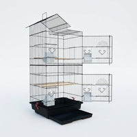 Bird Villa Double Layer Spacious Habitat, Metal 46x36x100cm Large Space 5kg Home, 2 Level Design for Budgie Cockatiel and Myna Bird Cage Needs