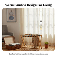 Bamboo Suitcase Stand Folding Compact Modern Look for Small Spaces
