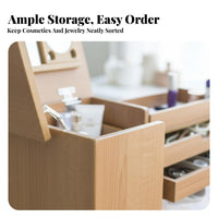 Space-Saving flip-up Dressing Table with Stool Multi-Functional Design Triple-Function Makeup Desk Integrated Storage Compartments Bedroom Furniture Minimalist and design for Apartment Dwellers, Students, Teenagers, Small areas, Dorm Room, Cloakroom