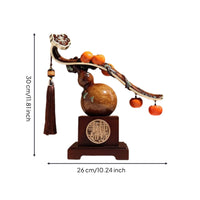 Gourd Ornament with Tassel Chinese Style Gourd Sculpture with Pedestal Translucent Tabletop Decor for Living Room