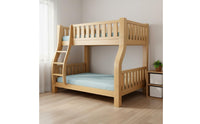 Solid Wood Bunk Bed with Shelf Multi-Versatile Twin over Twin Bunk Bed Frame Space Saving Bedroom Furniture for Teens, Dorm Room, Small Apartment
