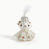 Sheep Ornament with Beads Cute Stuffed Sheep Lamb Stuffed Doll Fuzzy Soft for Collectors, Backpack, Desk