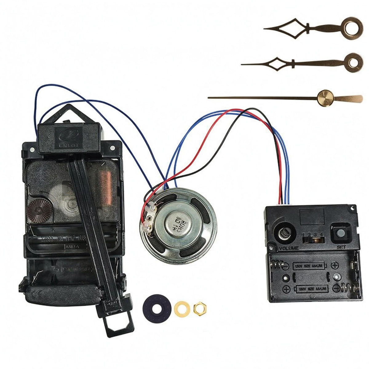 Speaker Included Timepiece Movement Accessory Kit Wired Hourly Chime Movement Kit Mounting Rings Timepiece Parts Black