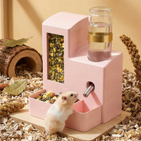125ml Hamster Water Bottle with Stand, Pet 2-in-1 Food & Water Feeder, Freestanding Cage Feeder, Square Dispenser for Small Animals