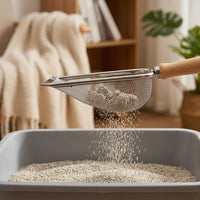 Sifter Mesh Sifter with Deep Ladle, Stainless Steel Fine Style for Bentonite and Walnut Clumping Material, Sturdy Material