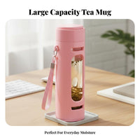 Glass Tea Infuser Bottle Large Capacity Shell Glass Bottle Gift Ready Portable Tea Mug for Commuters, Adults, Daily Commute, Home, Car