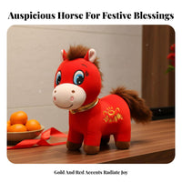 Horse Sign Doll Symbol Meaningful Cultural Design Chinese Astrological Horse Doll Adorable Appearance Auspicious Horse Stuffed Toy for Friends, Office