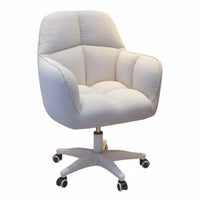 Ergonomic Backrest Upholstered Rolling Armchair Adjustable Height Desk Chair Compact Design Swivel Seat Modern Design for Students, Women, Light Ice Workers, Dormitory, Bedroom, Makeup Room, Vanity Area