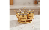 Stainless Steel Seasoning Container Set Dishwasher Safe Kitchen Countertop Seasoning Organizer for Dining Table