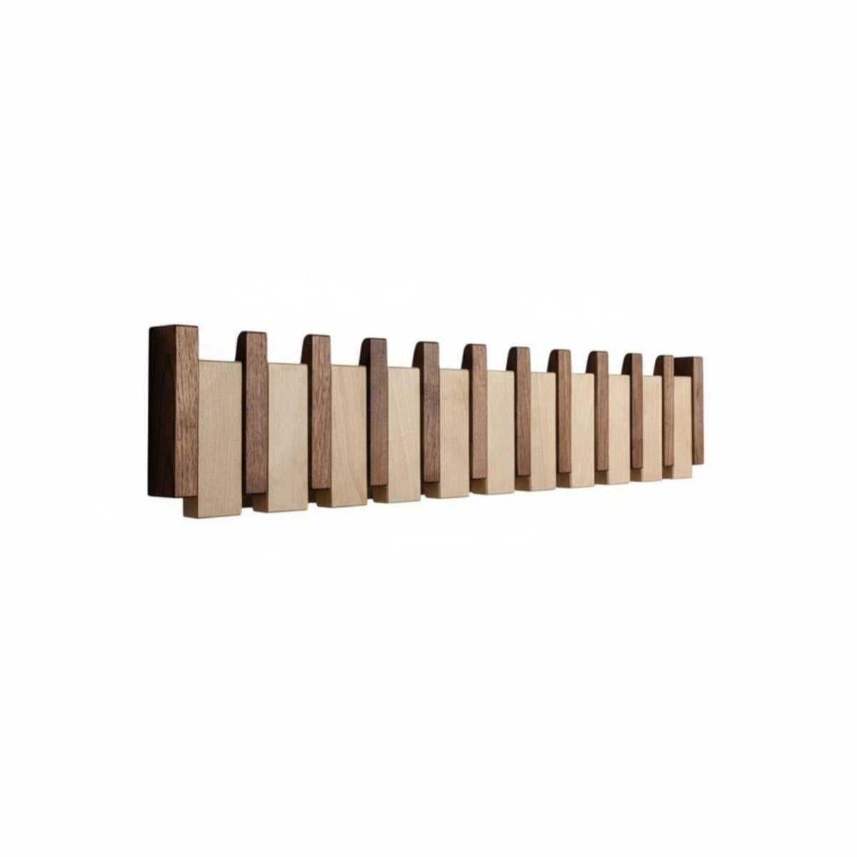 Folding Hooks Piano Key Hook Rail Space-Saving Piano Key Hook Rack Rounded Edges Wall Hanger Heavy-Duty for Design Enthusiasts, Homeowners, Entryway, Hallway, Mudroom, Bedroom