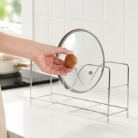 Stainless Steel Lid Stand, 31x15x14cm, Under Sink Storage, Frying Pan Rack, Compatible with Cutting Boards, Modern Kitchen Organizer