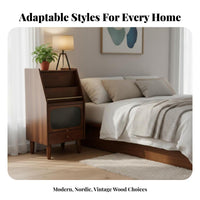 Modern Design Smart Nightstand Built-in Press Light Smart Nightstand with 2 Drawers Integrated LED Lighting Bedside Table Space-Saving for Homeowners, Apartment Dwellers, Tech Enthusiasts, Dorm Room, Home Office