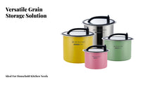 Moisture-Proof Stainless Steel Rice Bin Portable Handle Airtight Rice Container Rust-Resistant for Pantry