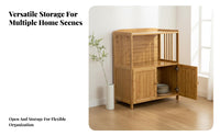 New Chinese Design Bamboo Kitchen Cabinet Multi-Functional Tea Station Cabinet Sturdy Kitchen Storage Hutch Space Saving for Apartment Dwellers, Homeowners, Cooking Enthusiasts, Dining Room