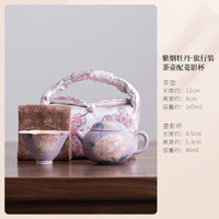 陶瓷茶具套装送朋友闺蜜生日礼物精致女生伴手礼手绘牡丹一壶一杯 盖碗配菱影杯