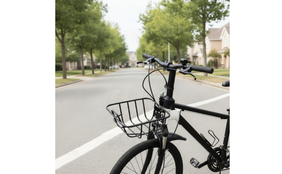 Rectangular Front Bike Basket Compact Wire Cycle Basket Utilitarian Sturdy for Errands
