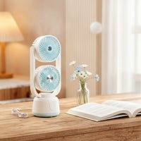 Mist twinHead Desktop Fan Portable twinHead Desk Fan Compact Cordless for Office, Study Corner