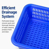 Red Square Kitchen Sieve, Stackable Pantry Storage Containers, Fridge Storage Containers for Produce, Perforated Vegetable Basket