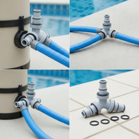 Pool Hose Connector Triple-Outlet Y-Connector with Threaded Collars Ribbed Threaded Hose Adapter for Maintenance Technicians